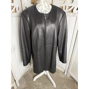 Classiques Entier Vintage Black SOFT Leather Jacket Full Zip Mid Length Size 22W